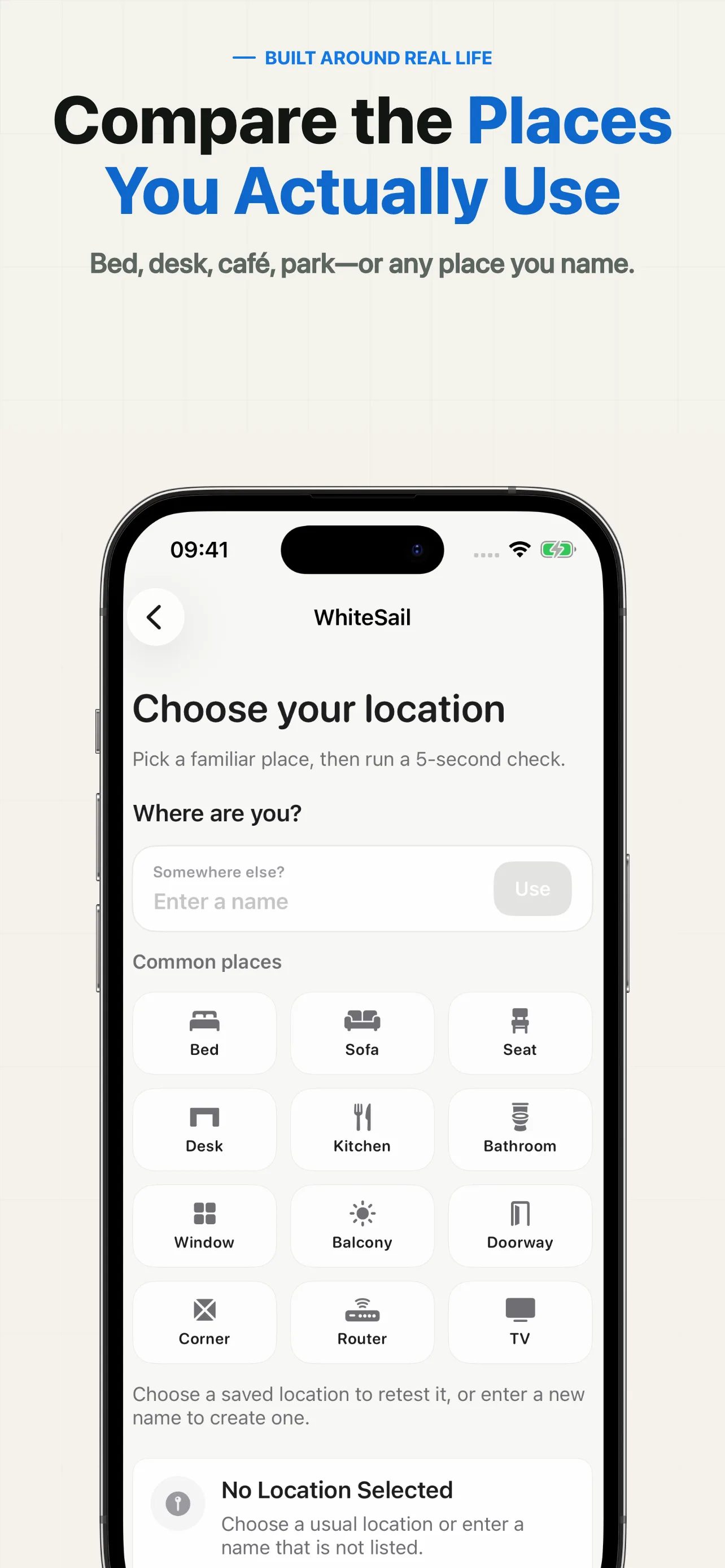 WhiteSail saved-place comparison for real network checks
